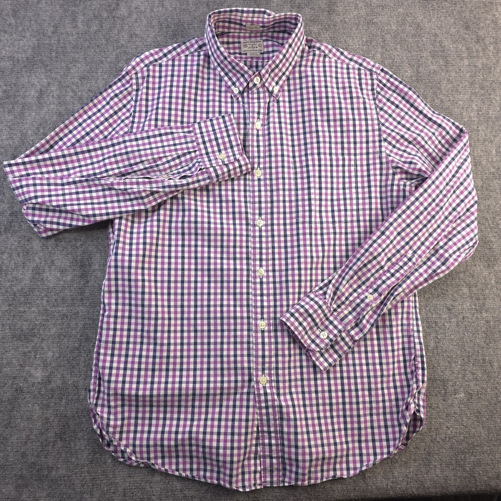 J Crew Shirt Large Slim Fit Purple Check Long Sleeve Button Down Cotton - Picture 2 of 9
